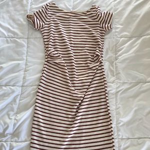 Pink Blush Maroon striped maternity dress